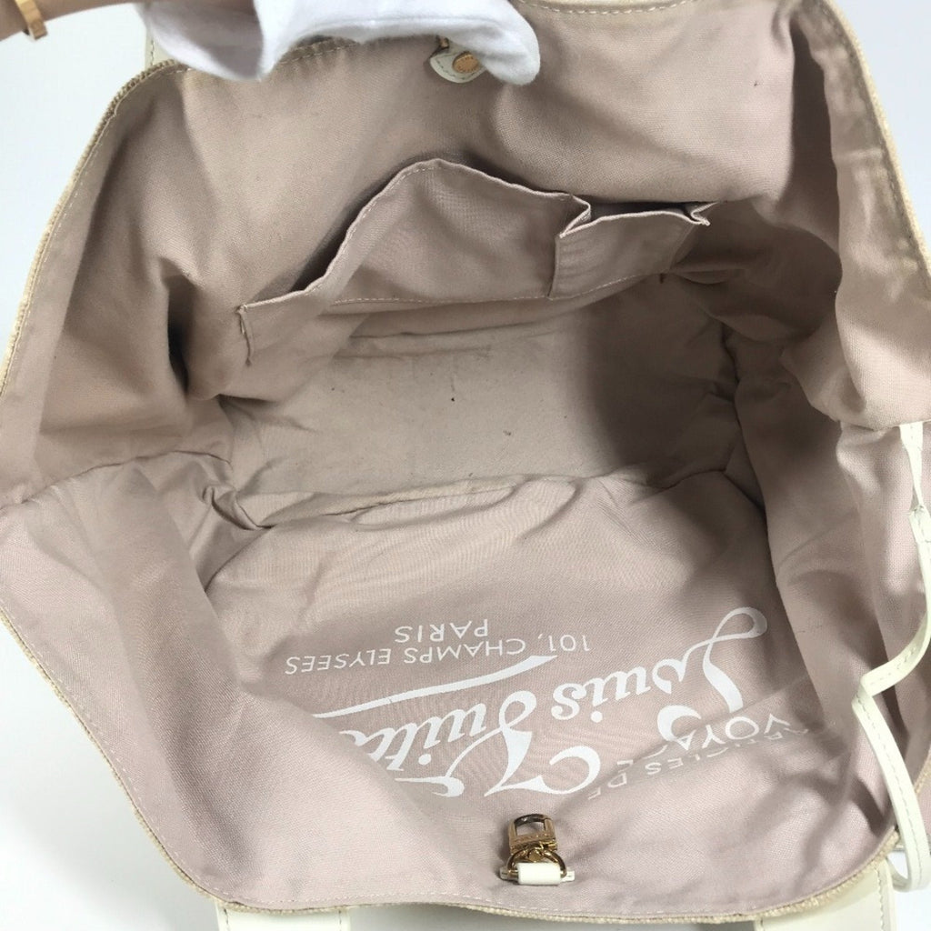 Louis Vuitton Beige White Canvas Leather Shoulder Bag Tote Bag