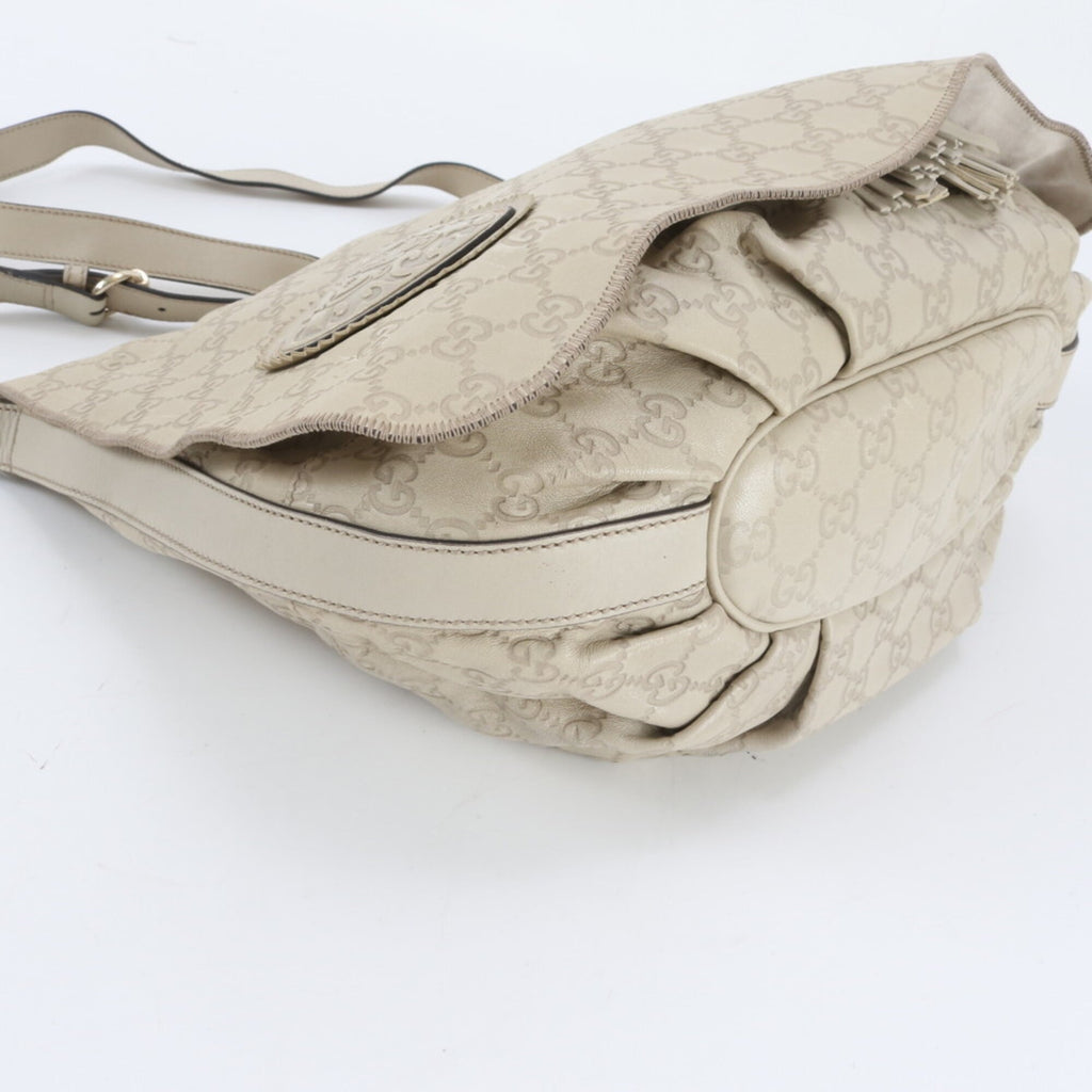 Gucci Guccissima Ivory Leather Shoulder Bag (Pre-Owned)