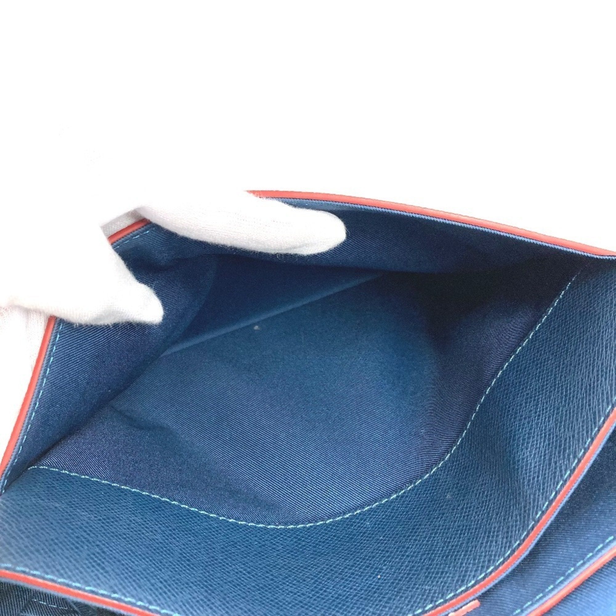 Louis Vuitton Navy Ocean Red Color Taiga Leather Messenger Bag Shoulder Bag