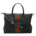 Gucci Black Green Red Color Nylon Canvas Leather Shoulder Bag Tote Bag (Pre-Owned)