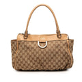 Gucci Brown Canvas Leather Handbag Shoulder Bag Tote Bag (Pre-Owned)