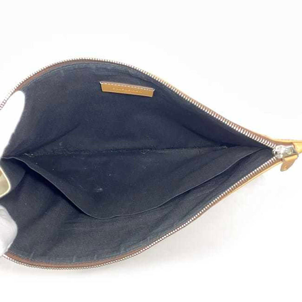 Balenciaga Beige White Canvas Leather Clutch Bag Hand