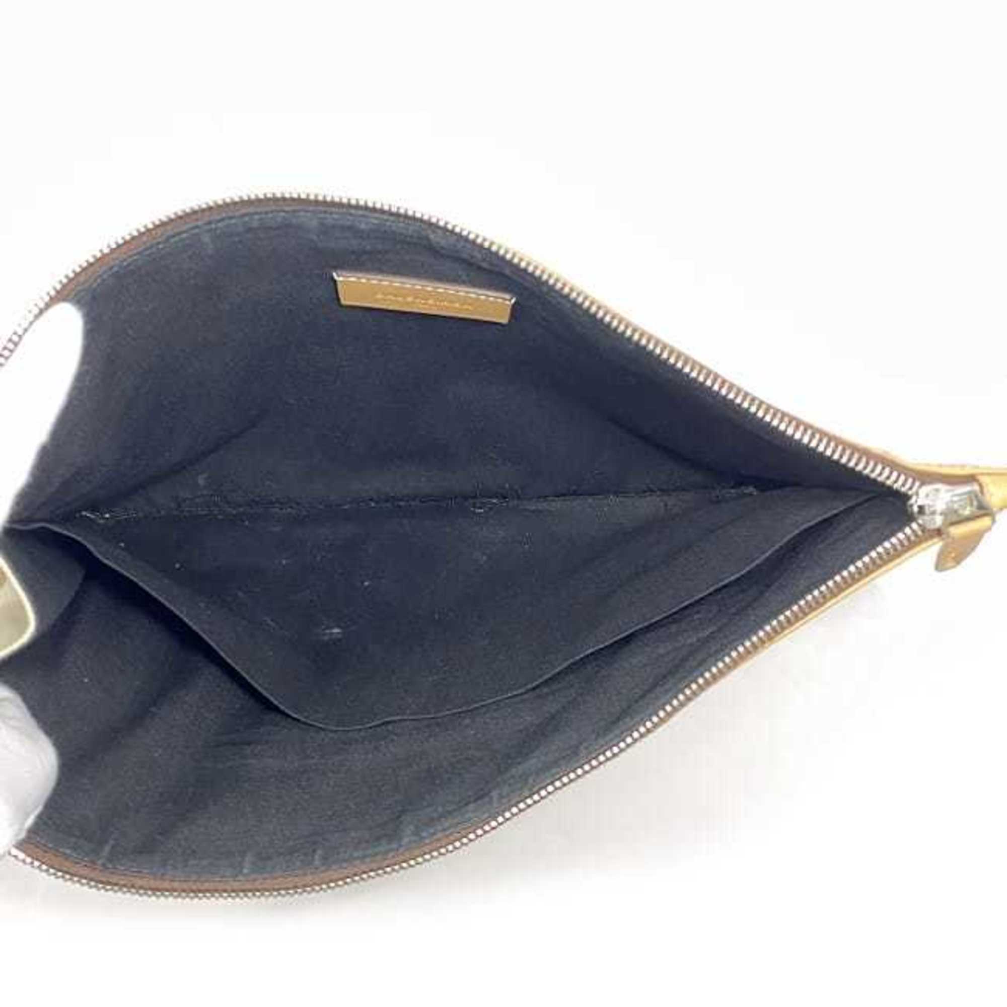 Balenciaga Beige White Canvas Leather Clutch Bag Hand