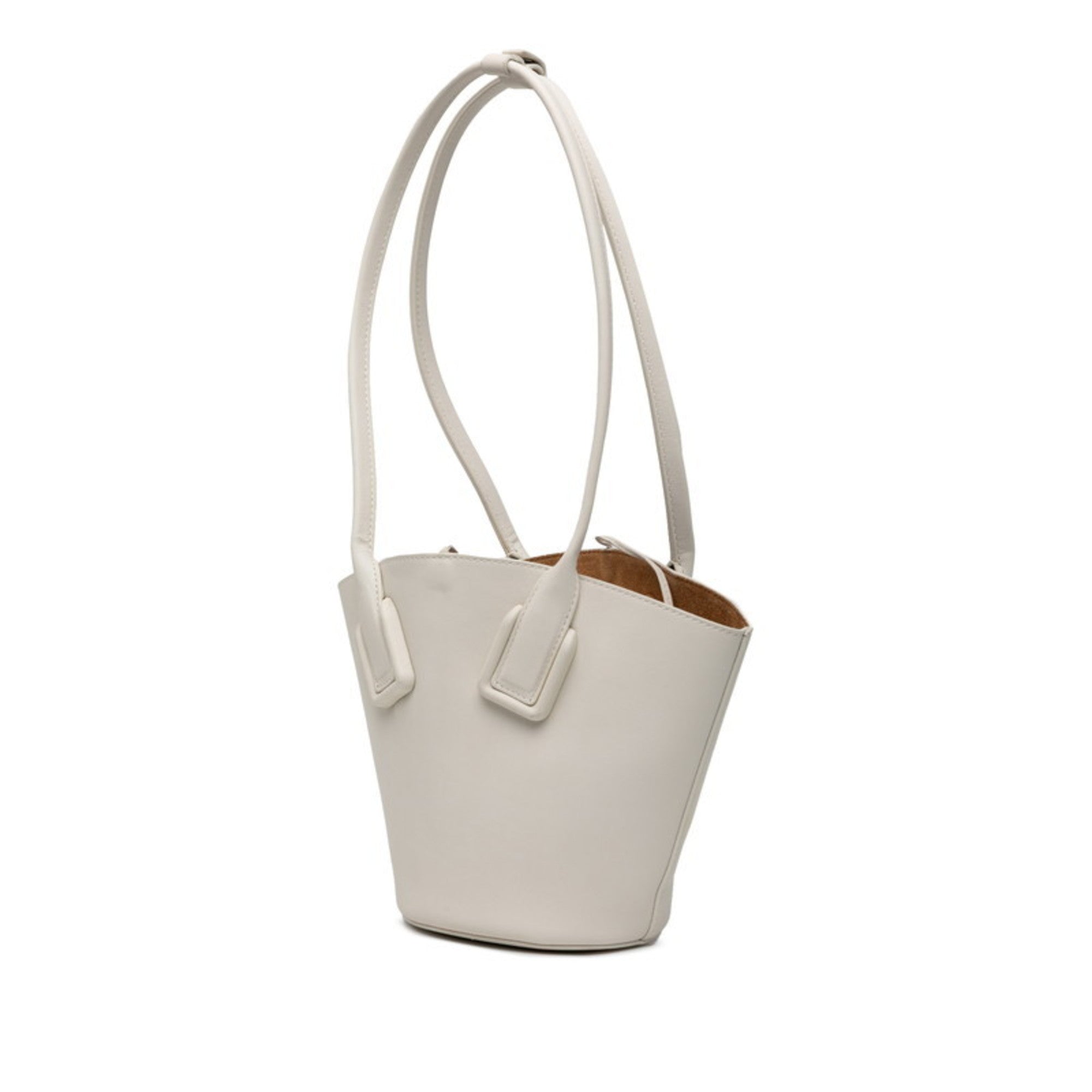 Bottega Veneta White Leather Basket Shoulder Bag Tote Bag