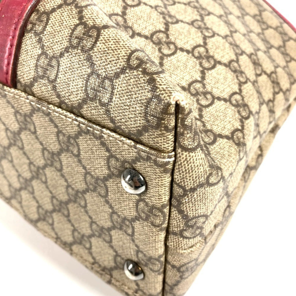 Gucci Beige Pink Gg Supreme Canvas Leather Shoulder Bag Tote Bag (Pre-Owned)