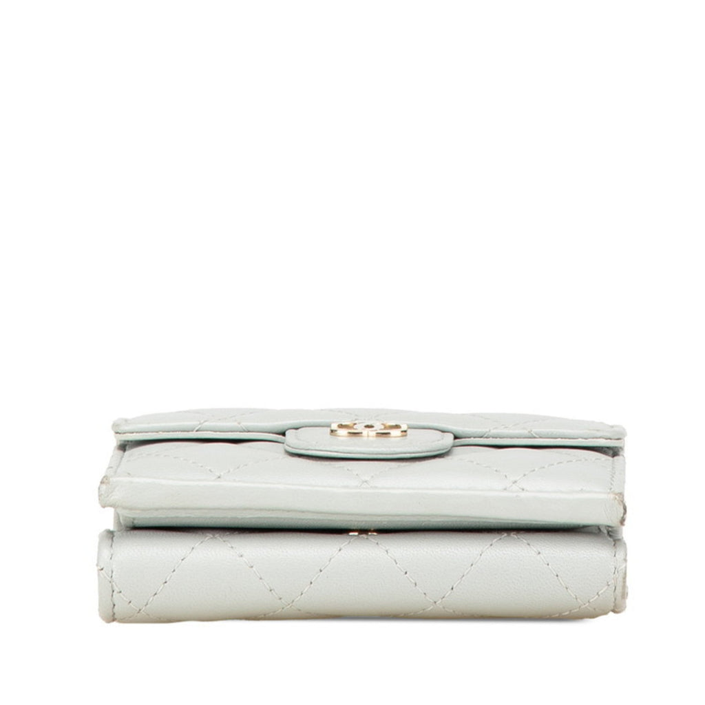 Chanel Gray Leather Wallet (Tri-Fold)