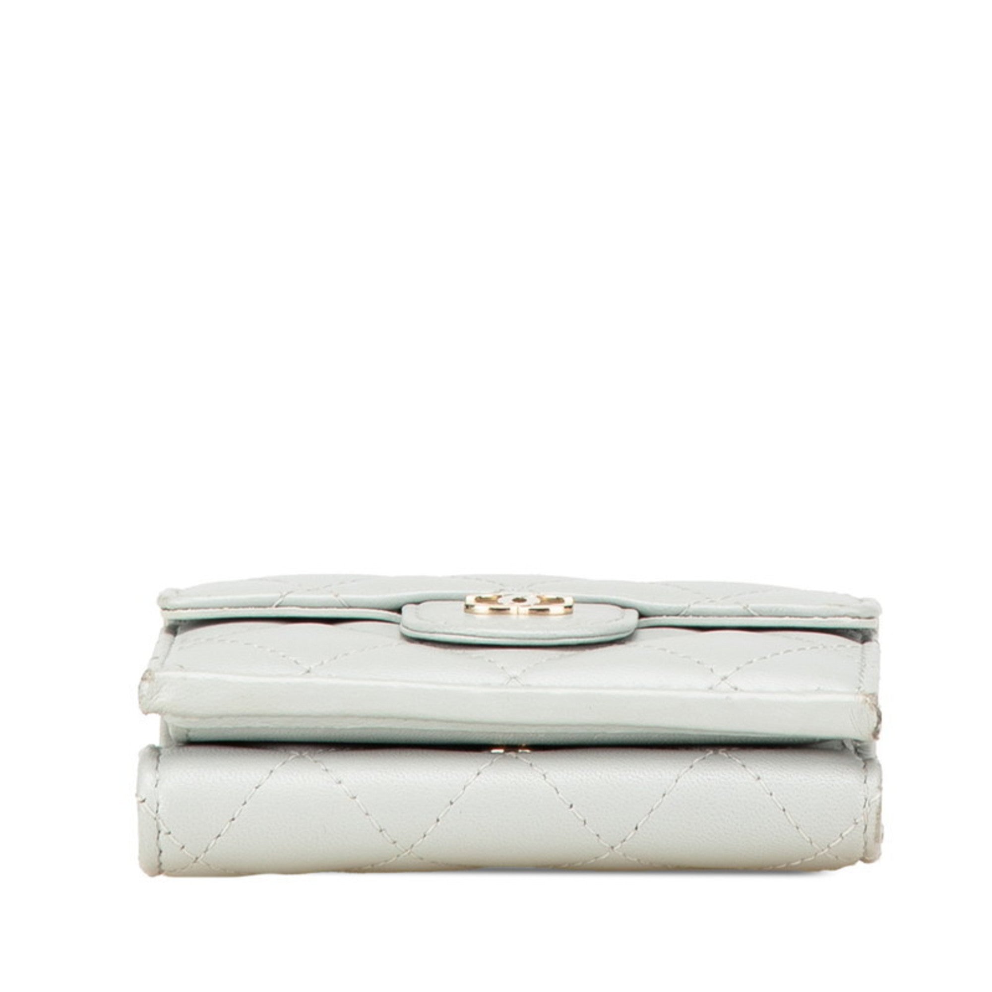 Chanel Gray Leather Wallet (Tri-Fold)