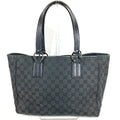 Gucci Black Gray Gg Canvas Leather Shoulder Bag Tote Bag (Pre-Owned)