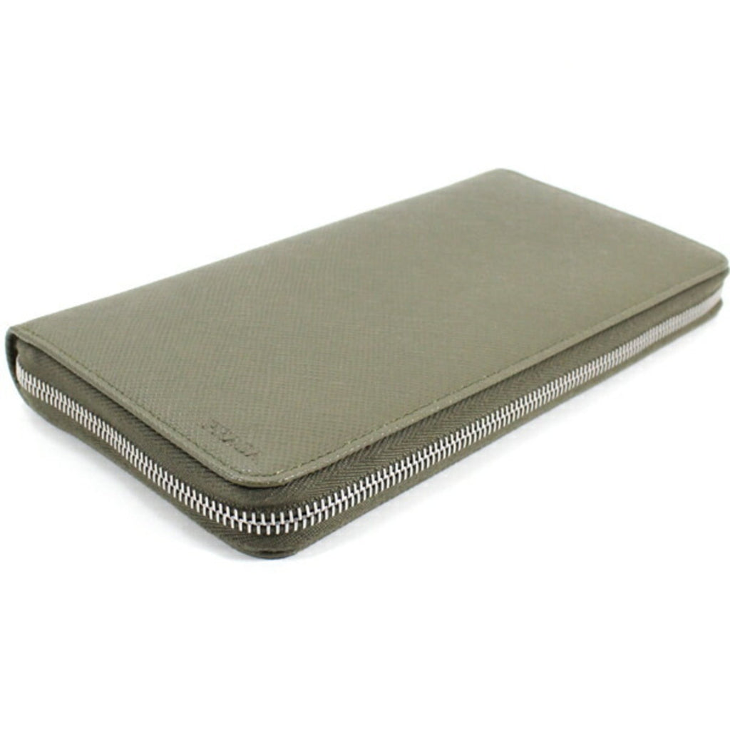 Prada Khaki Saffiano Long Wallet (Bi-Fold)