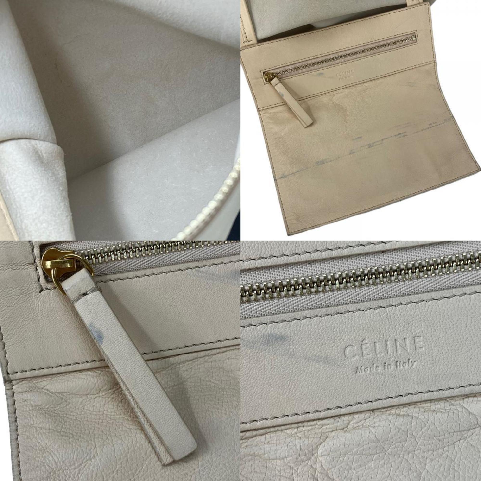 Celine Beige Black Leather Tote Bag