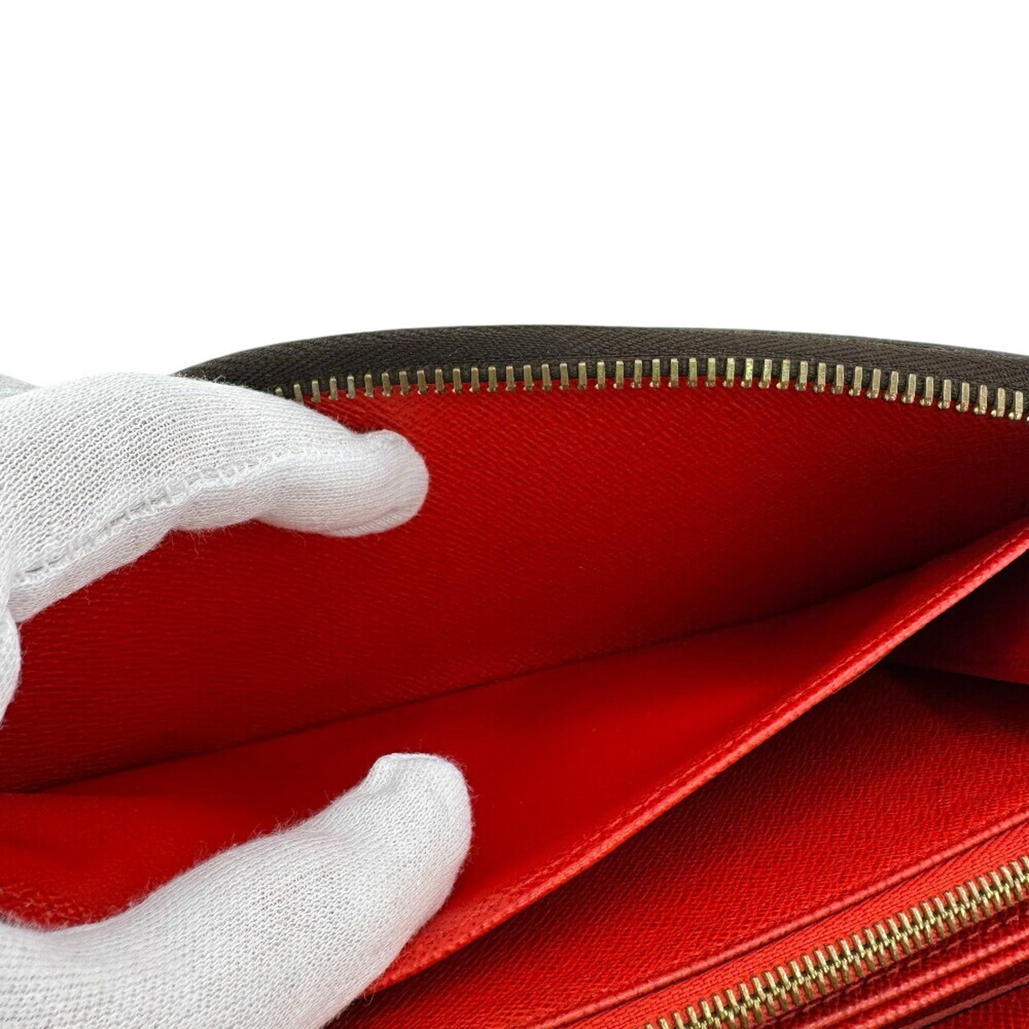 Louis Vuitton Brown Red Color Leather Long Wallet