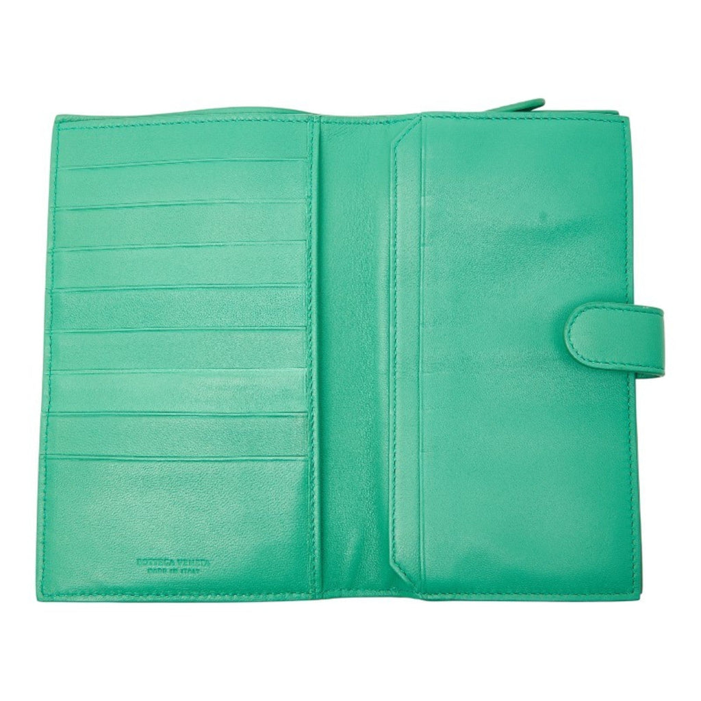 Bottega Veneta Green Leather Long Wallet