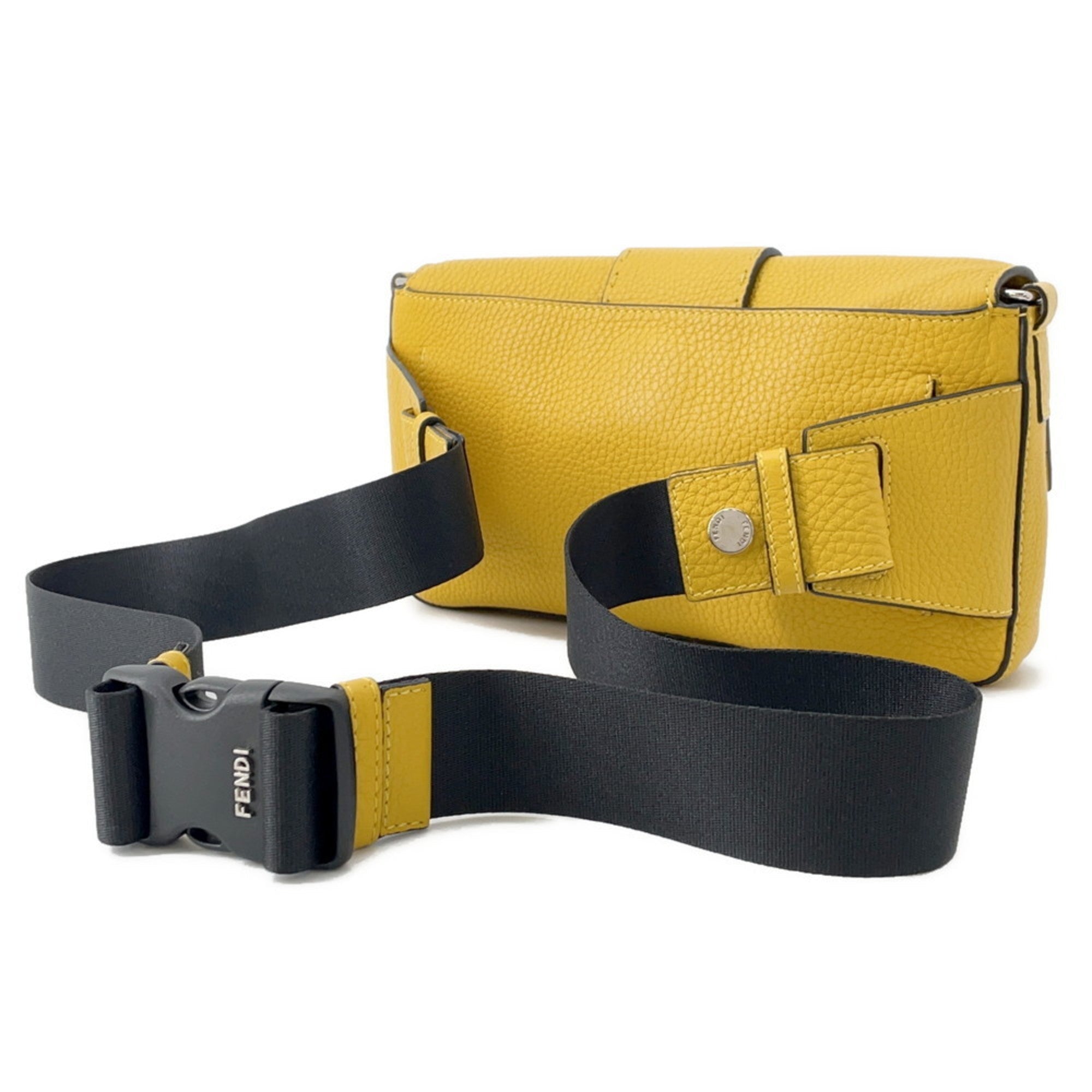 Fendi Selleria Black Yellow Leather Fanny Pack Shoulder Bag