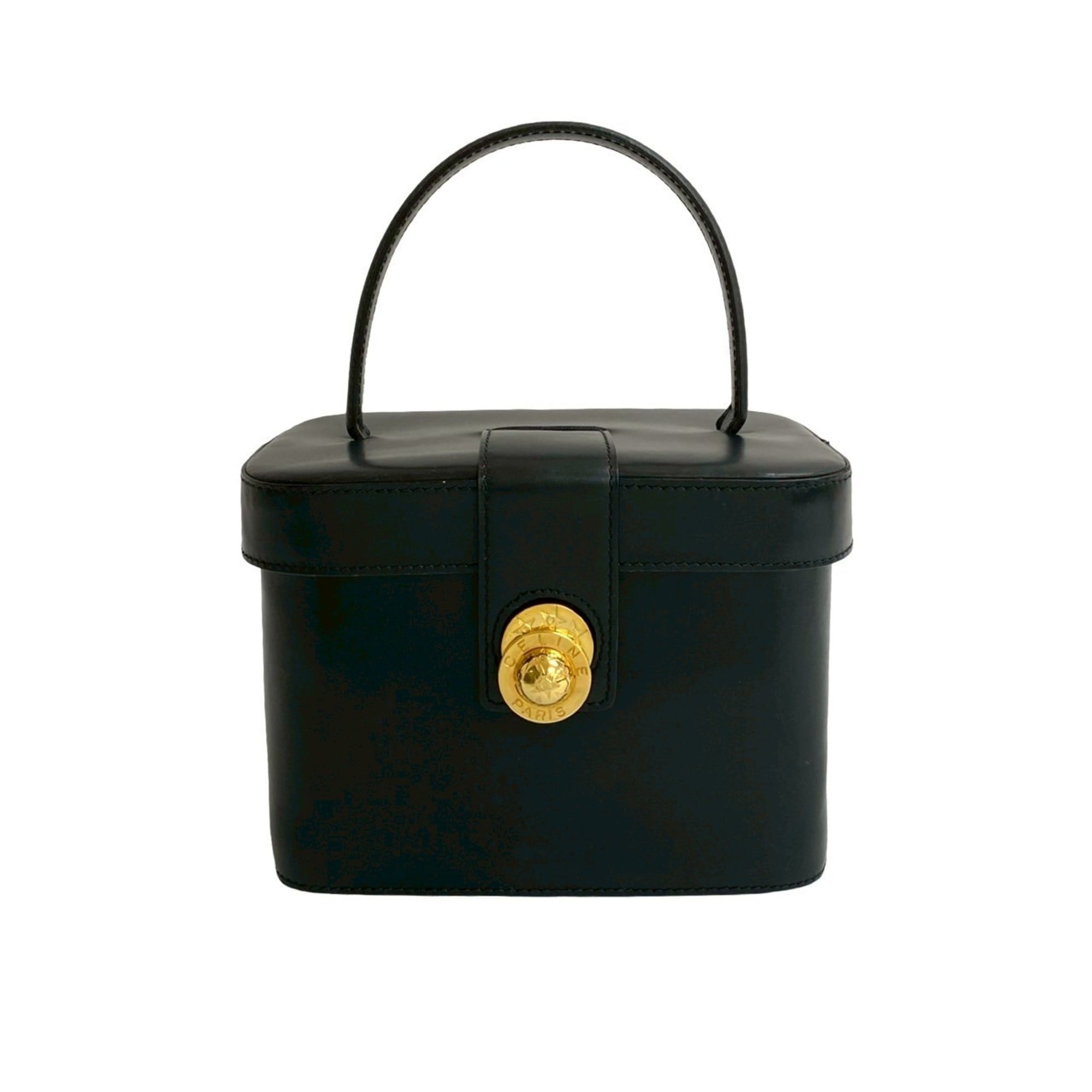 Celine Black Leather Handbag Vanity Bag