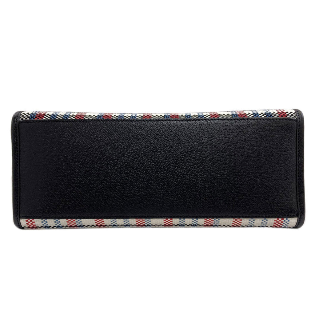 Gucci Black Blue Red Color White Canvas Handbag (Pre-Owned)