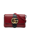 Gucci Black Red Color Leather Shoulder Bag (Pre-Owned)
