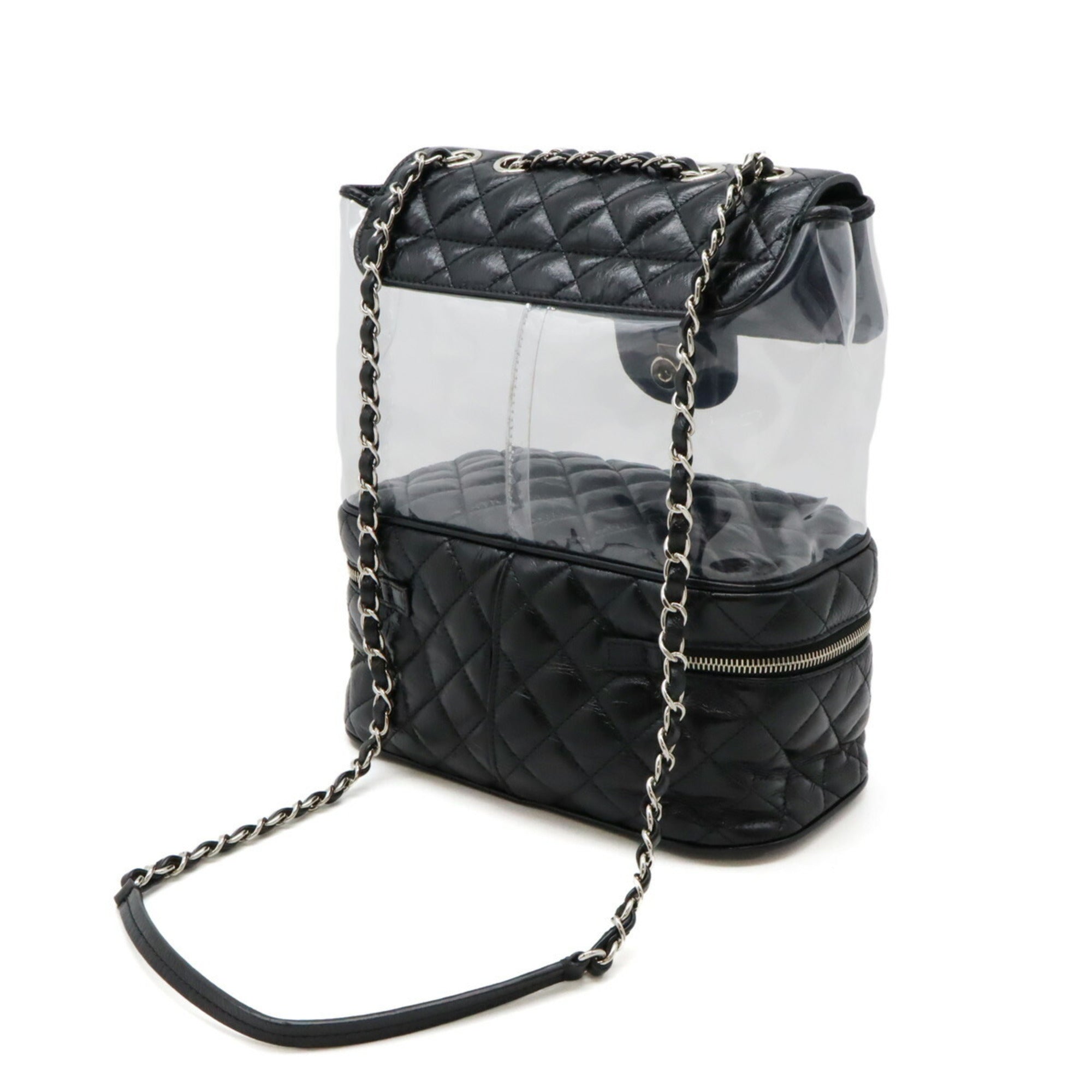 Chanel Black Vinyl Leather Shoulder Bag