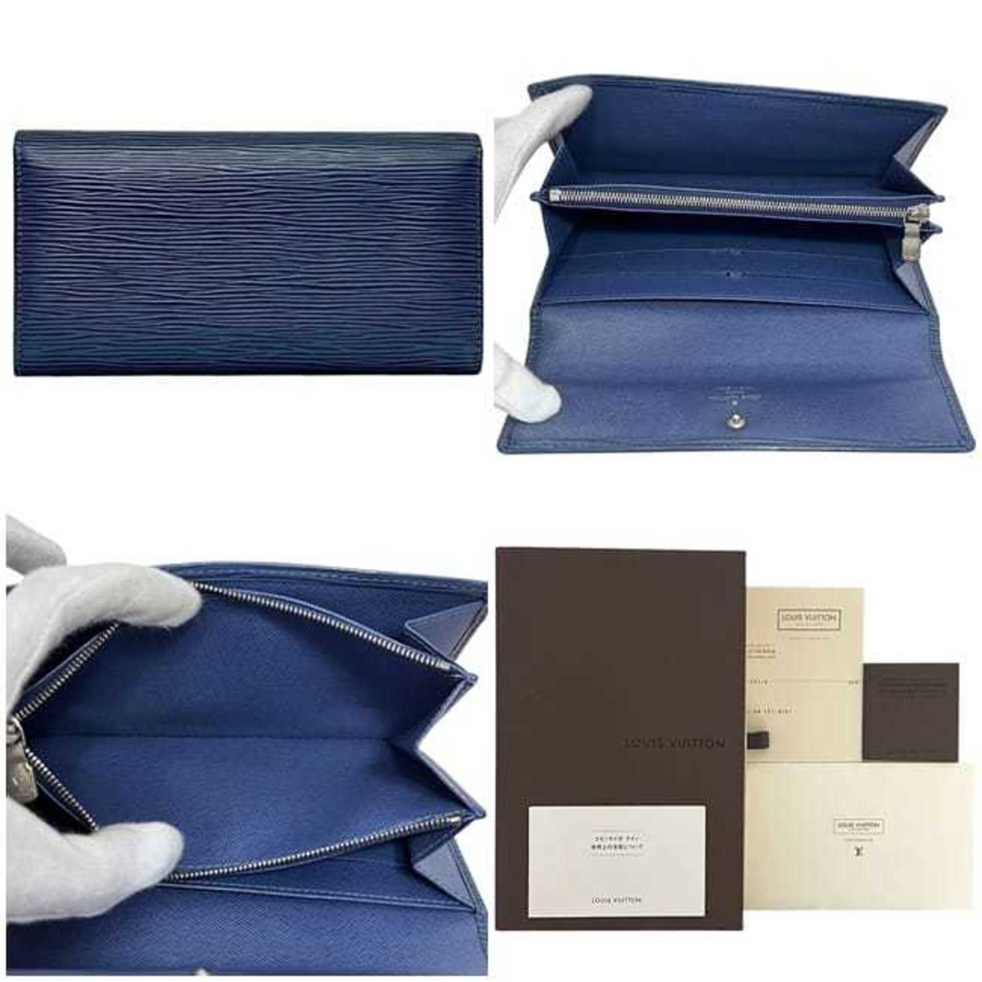 Louis Vuitton Blue Myrtille Epi Leather Long Wallet