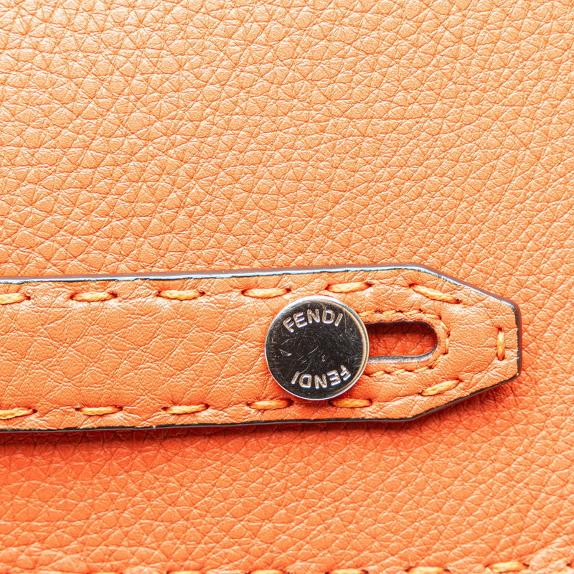Fendi Orange Leather Clutch Bag