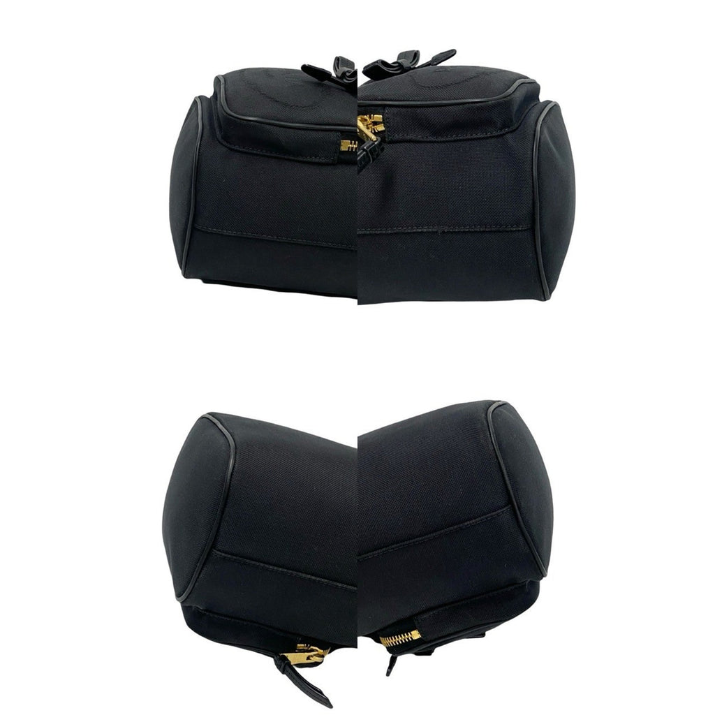 Prada Black Leather Canvas Handbag Shoulder Bag