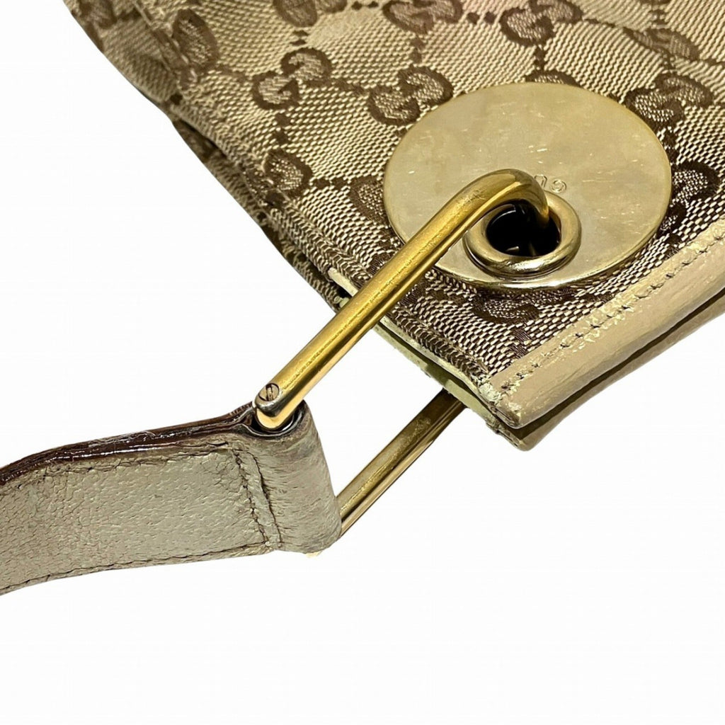 Gucci Beige Canvas Leather Shoulder Bag (Pre-Owned)