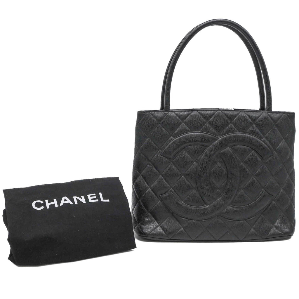 Chanel Black Grained Calfskin Handbag Tote Bag