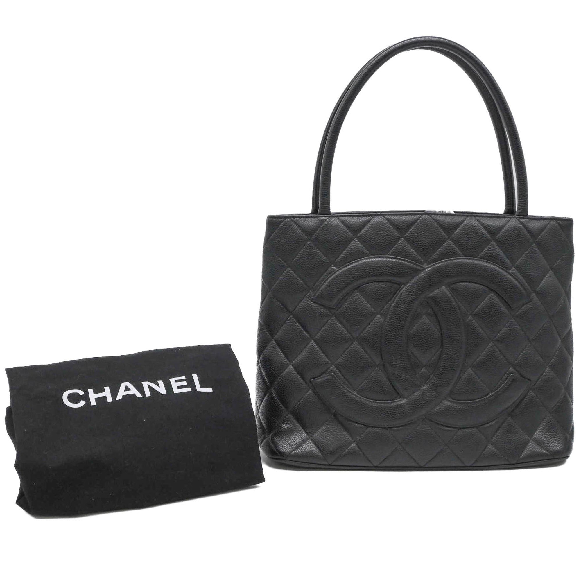 Chanel Black Grained Calfskin Handbag Tote Bag