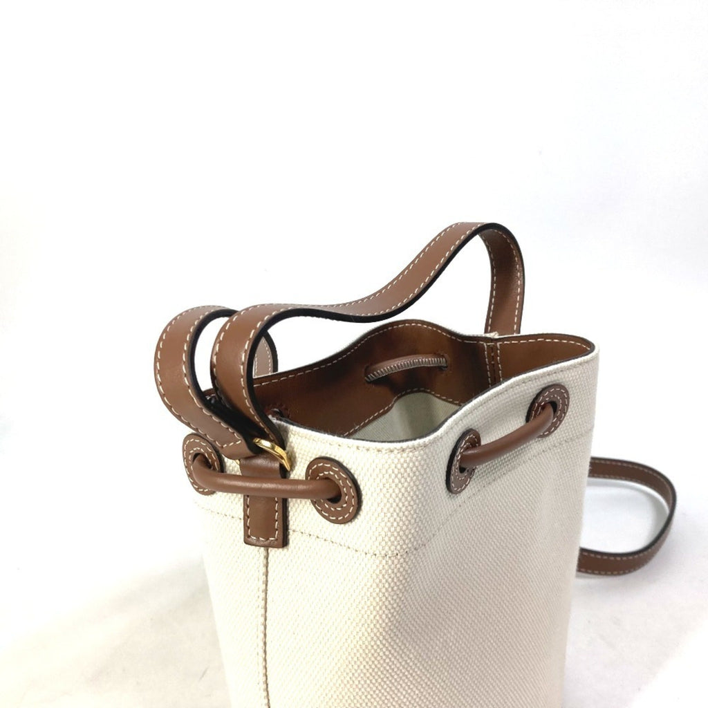 Burberry Brown Ivory Canvas Leather Shoulder Bag Tote Bag
