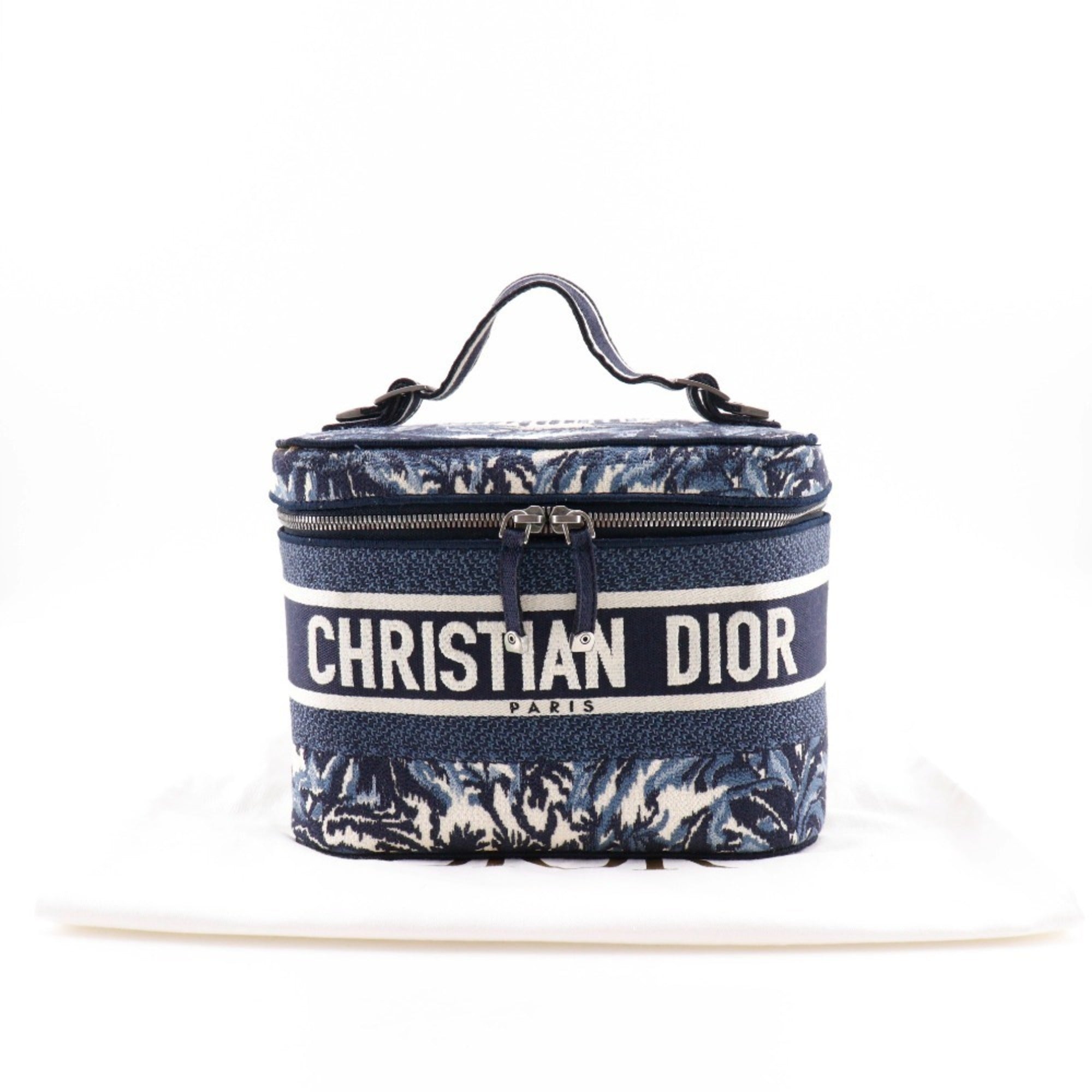 Christian Dior Navy White Canvas Handbag Weekend Bag (Pre-Owned)