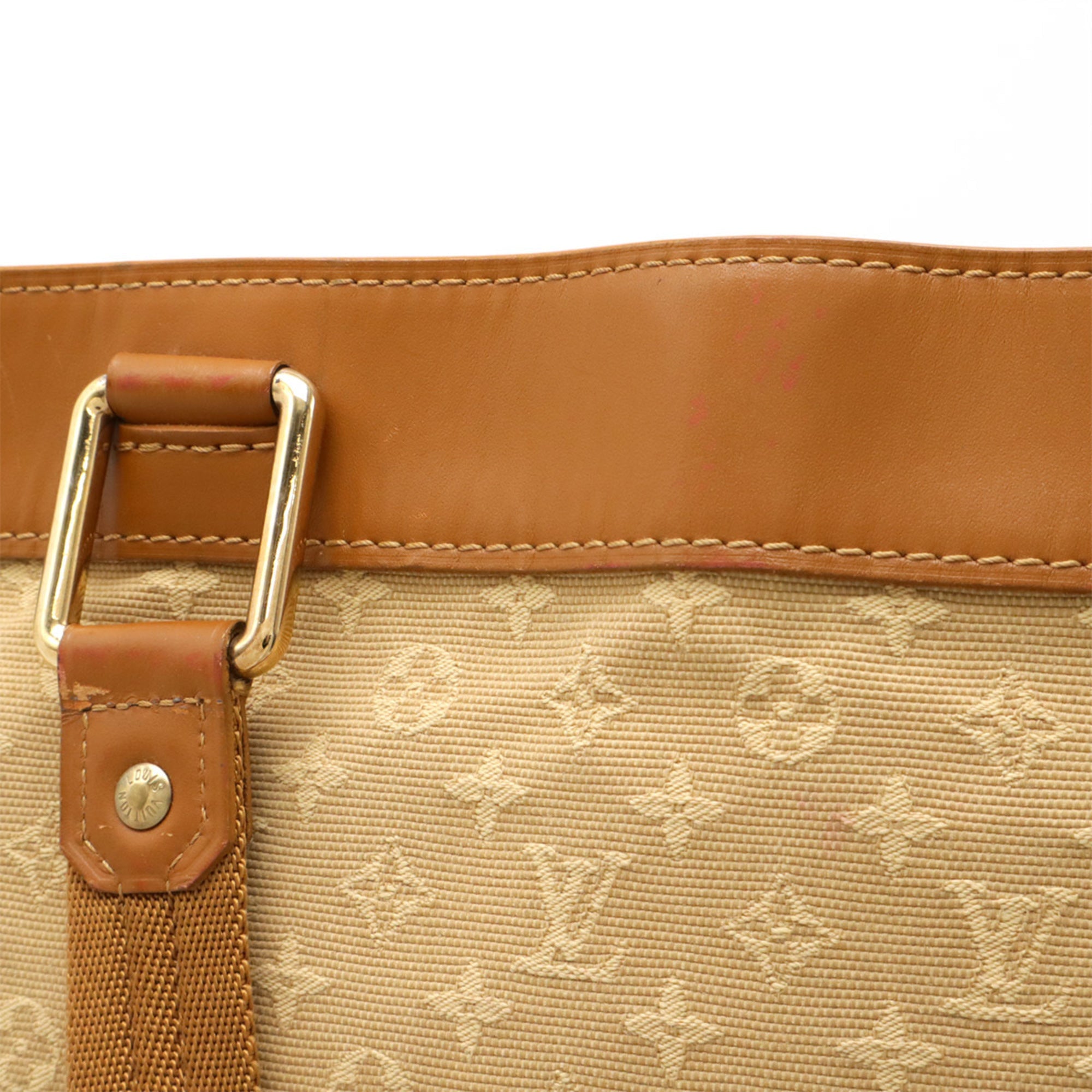 Louis Vuitton Beige Canvas Leather Shoulder Bag Tote Bag