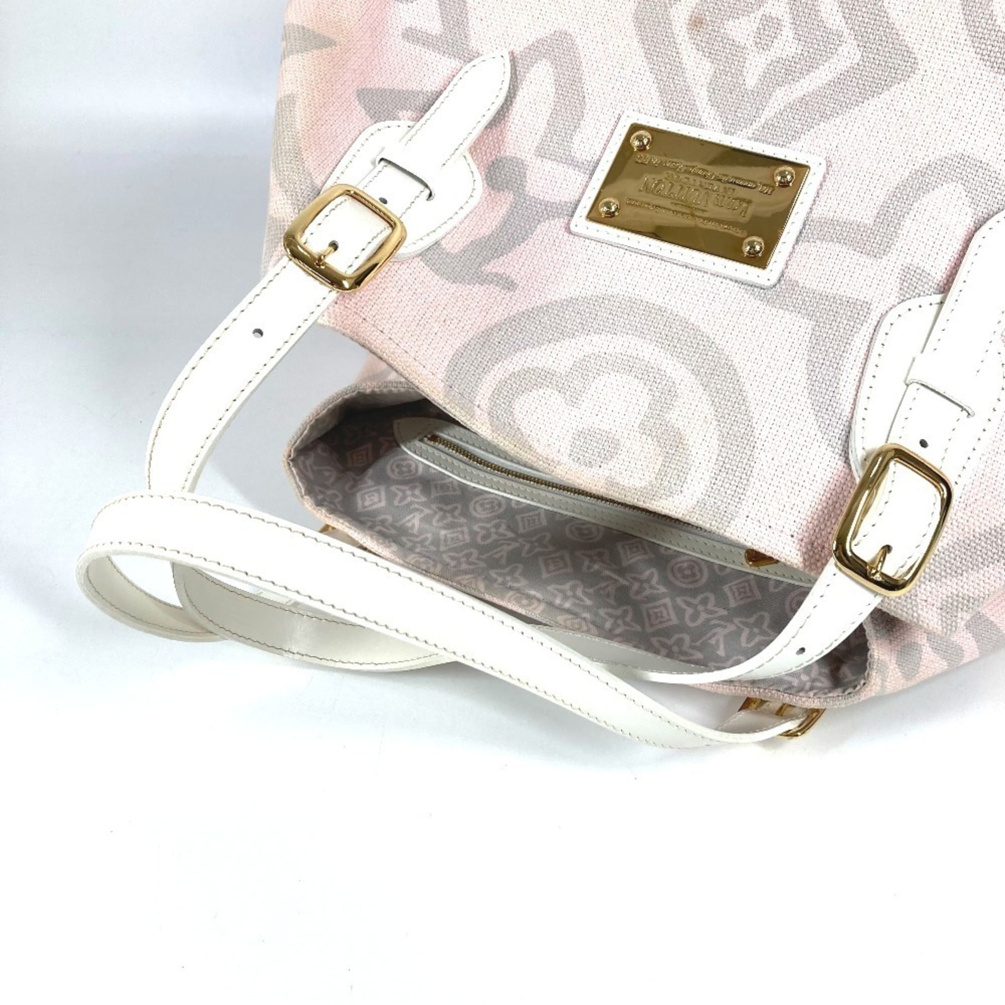 Louis Vuitton Pink Canvas Leather Boston Bag Shoulder Bag Tote Bag
