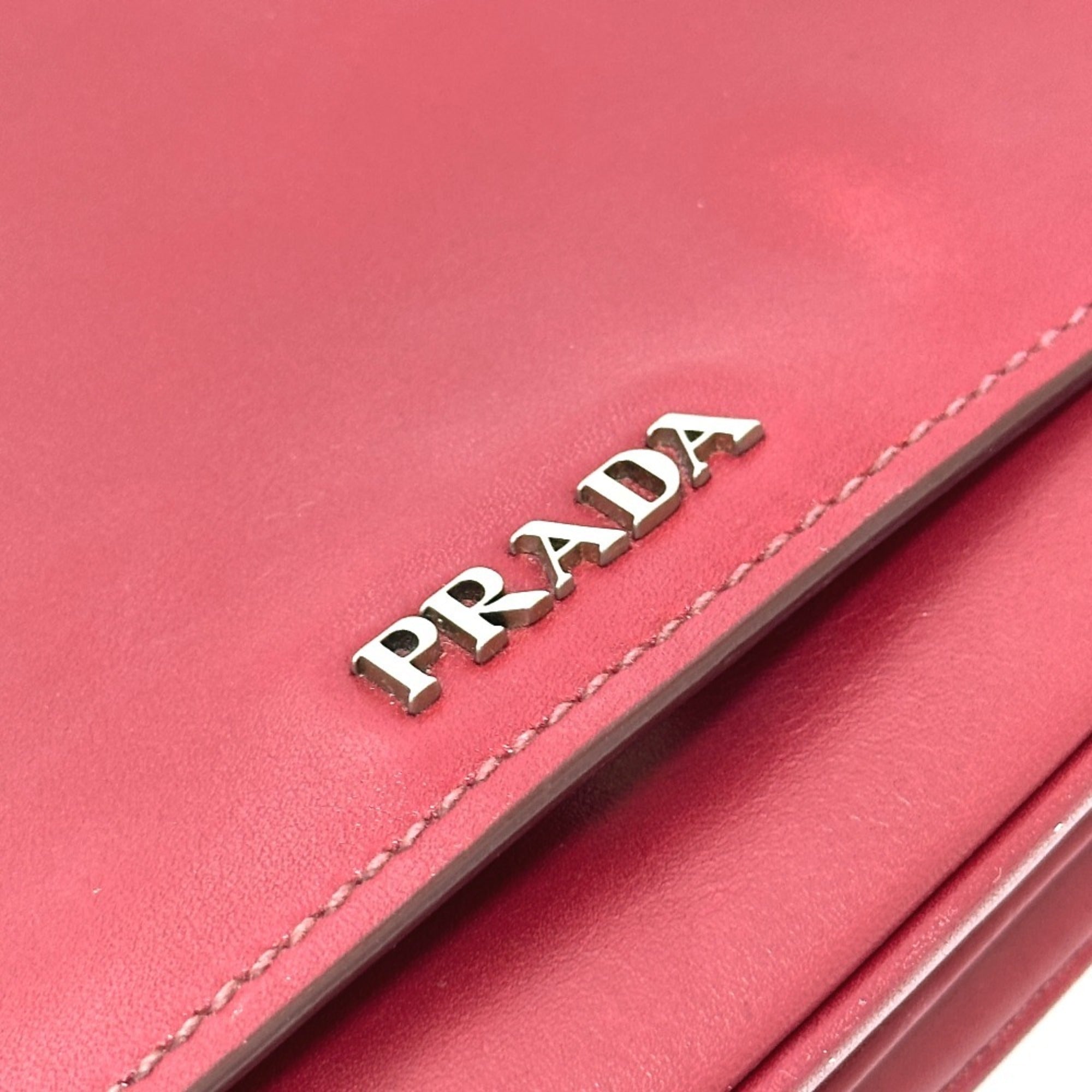 Prada Red Color Leather Shoulder Bag