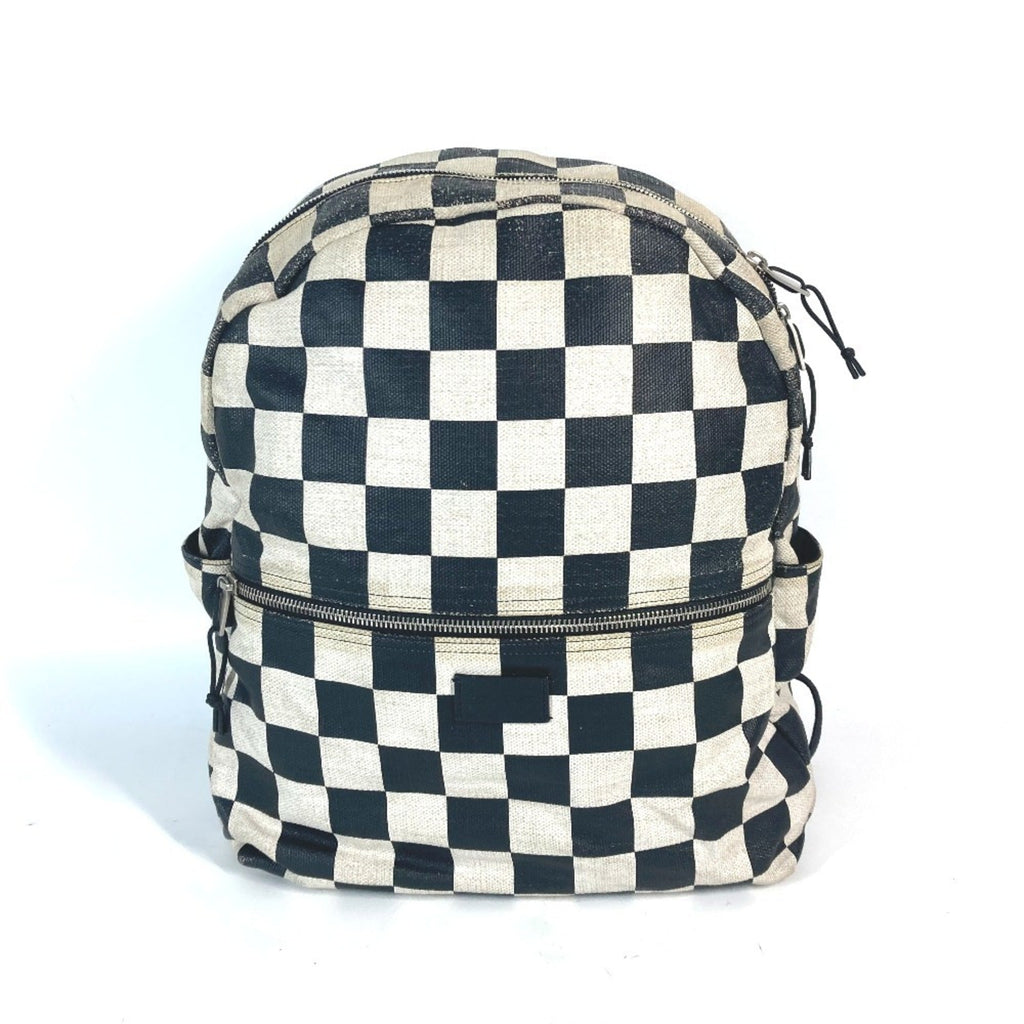 Saint Laurent Beige Black Coated Canvas Leather Backpack (Pre-Owned)