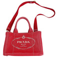 Prada Red Color Canvas Tote Bag