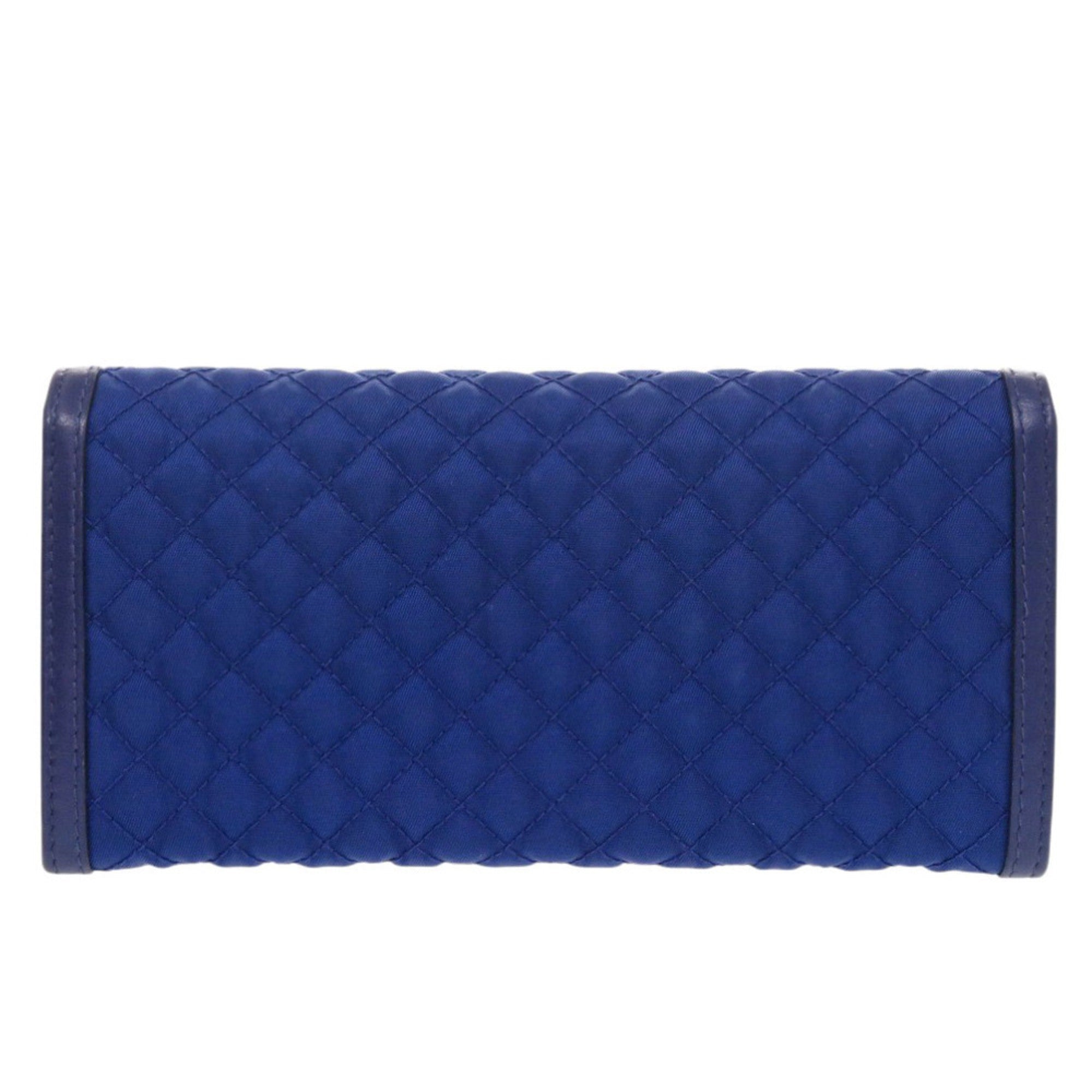 Prada Blue Nylon Leather Long Wallet (Bi-Fold)