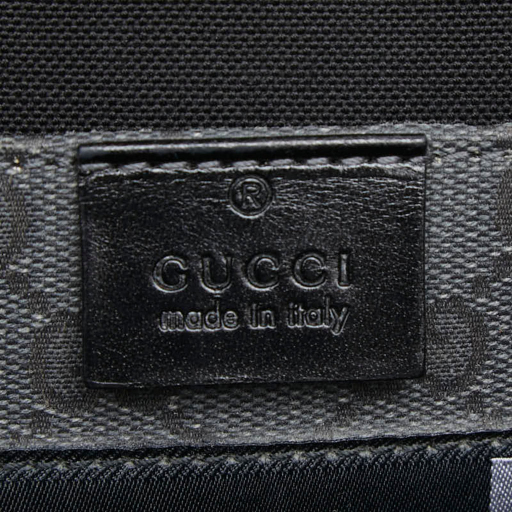 Gucci Black Canvas Leather Messenger Bag Shoulder Bag (Pre-Owned)