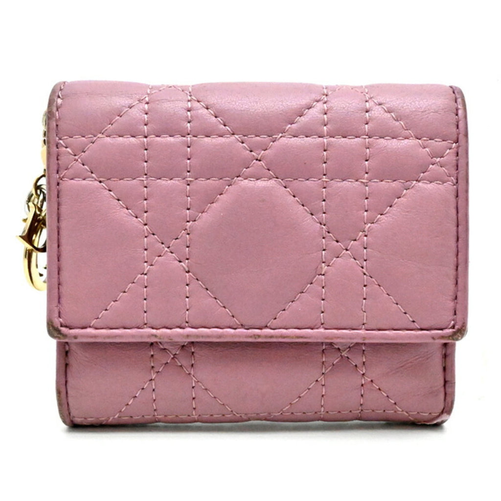 Christian Dior Pink Leather Wallet (Tri-Fold) (Pre-Owned)