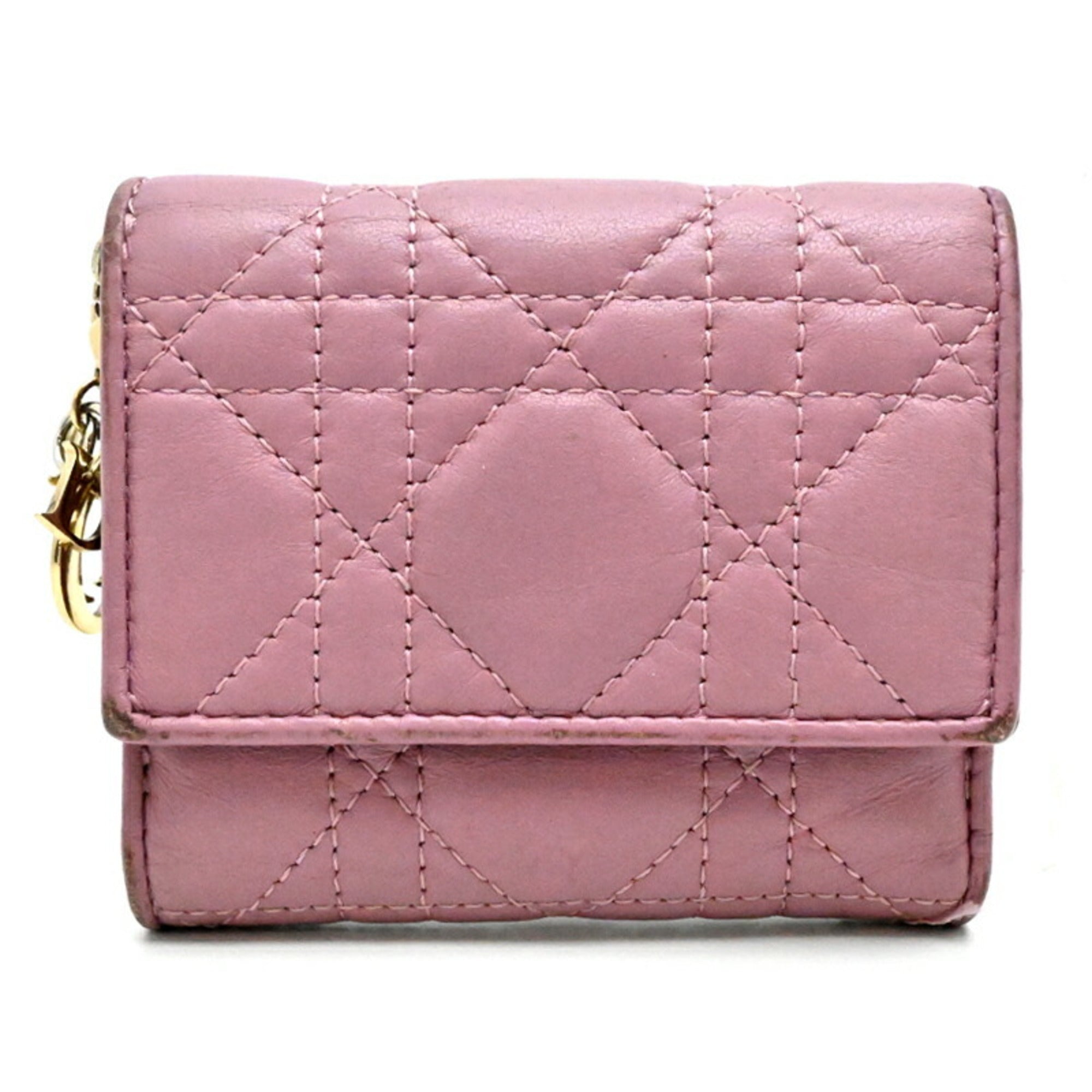 Christian Dior Pink Leather Wallet (Tri-Fold) (Pre-Owned)