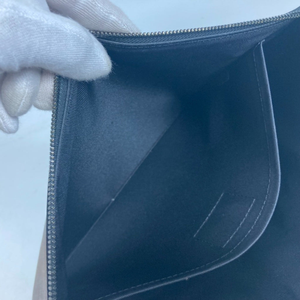 Louis Vuitton Black Leather Clutch Bag Pochette Pouch