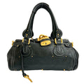 Chloé Black Leather Boston Bag Handbag Tote Bag (Pre-Owned)