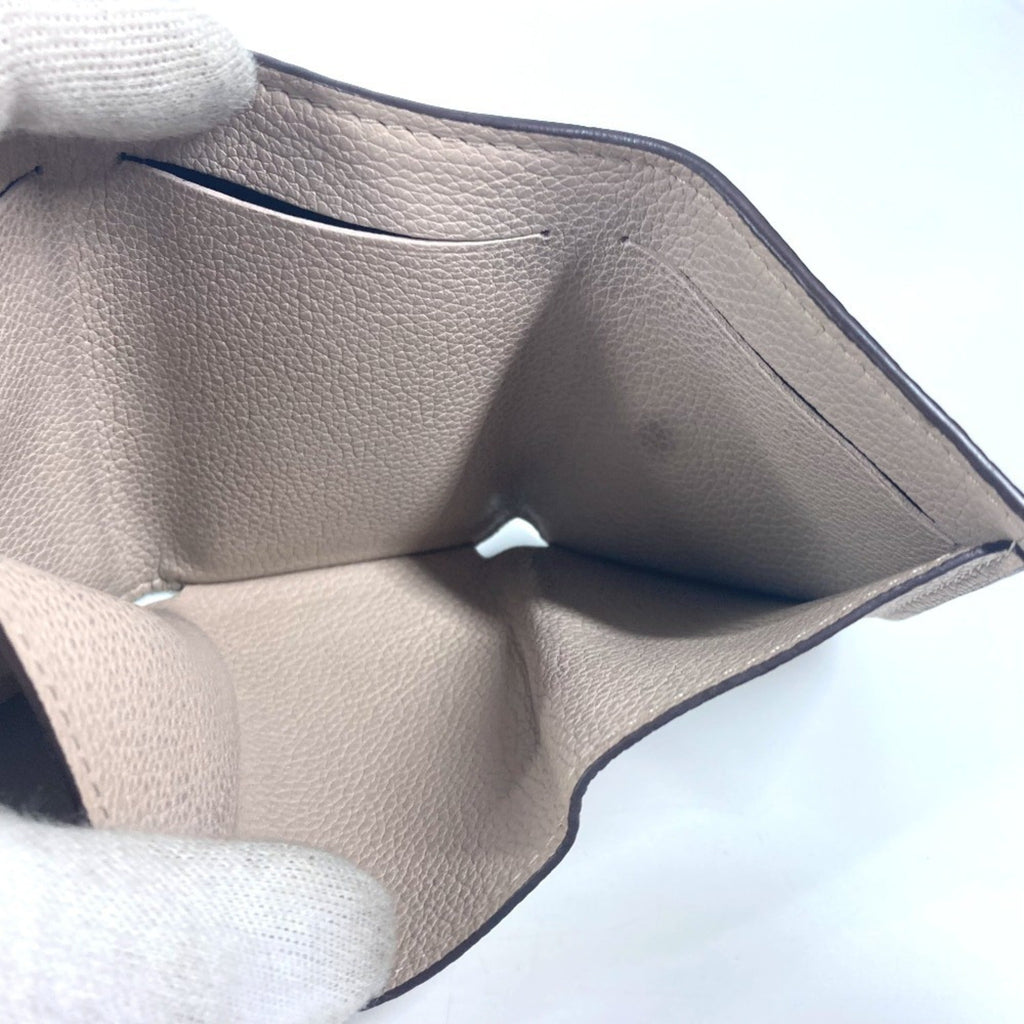 Louis Vuitton Beige Grayish Leather Wallet (Tri-Fold)