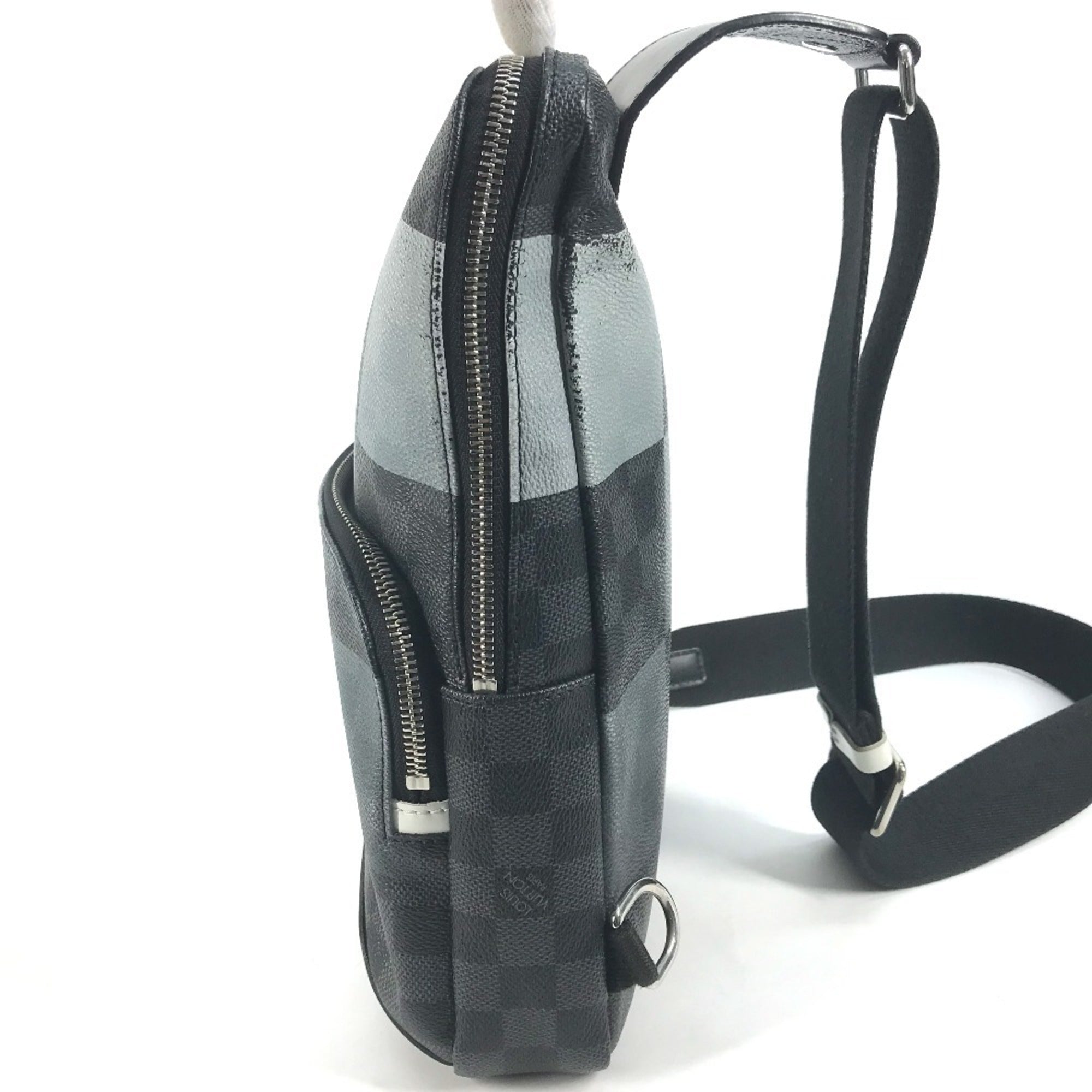 Louis Vuitton Black Galle Gray Canvas Shoulder Bag Sling Bag
