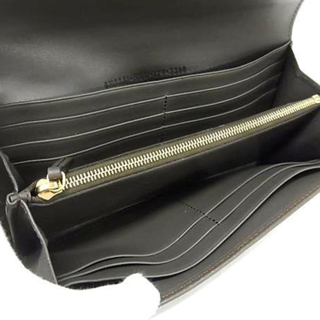 Fendi Grayish Leather Long Wallet (Bi-Fold)
