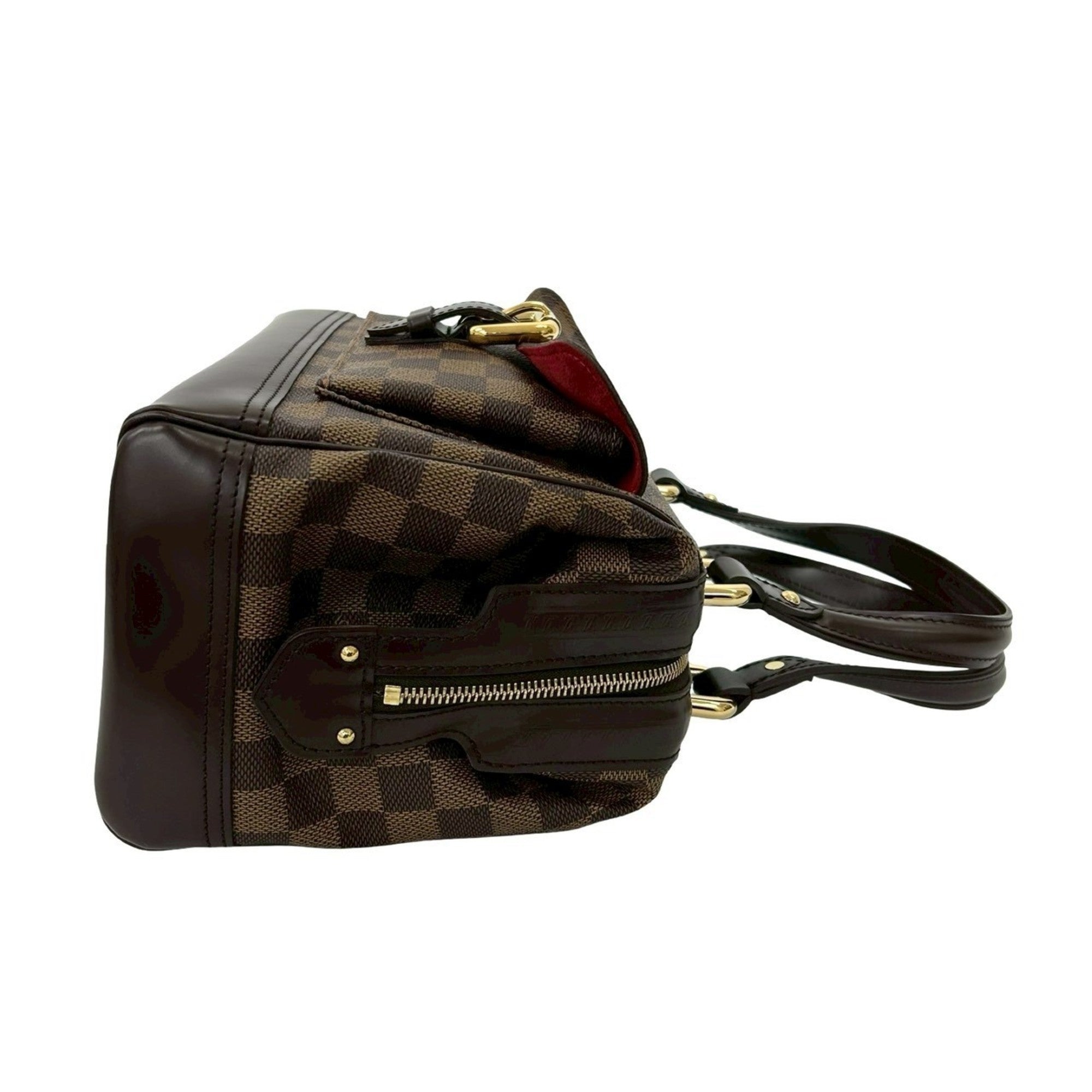 Louis Vuitton Brown Leather Pvc Boston Bag Handbag Tote Bag