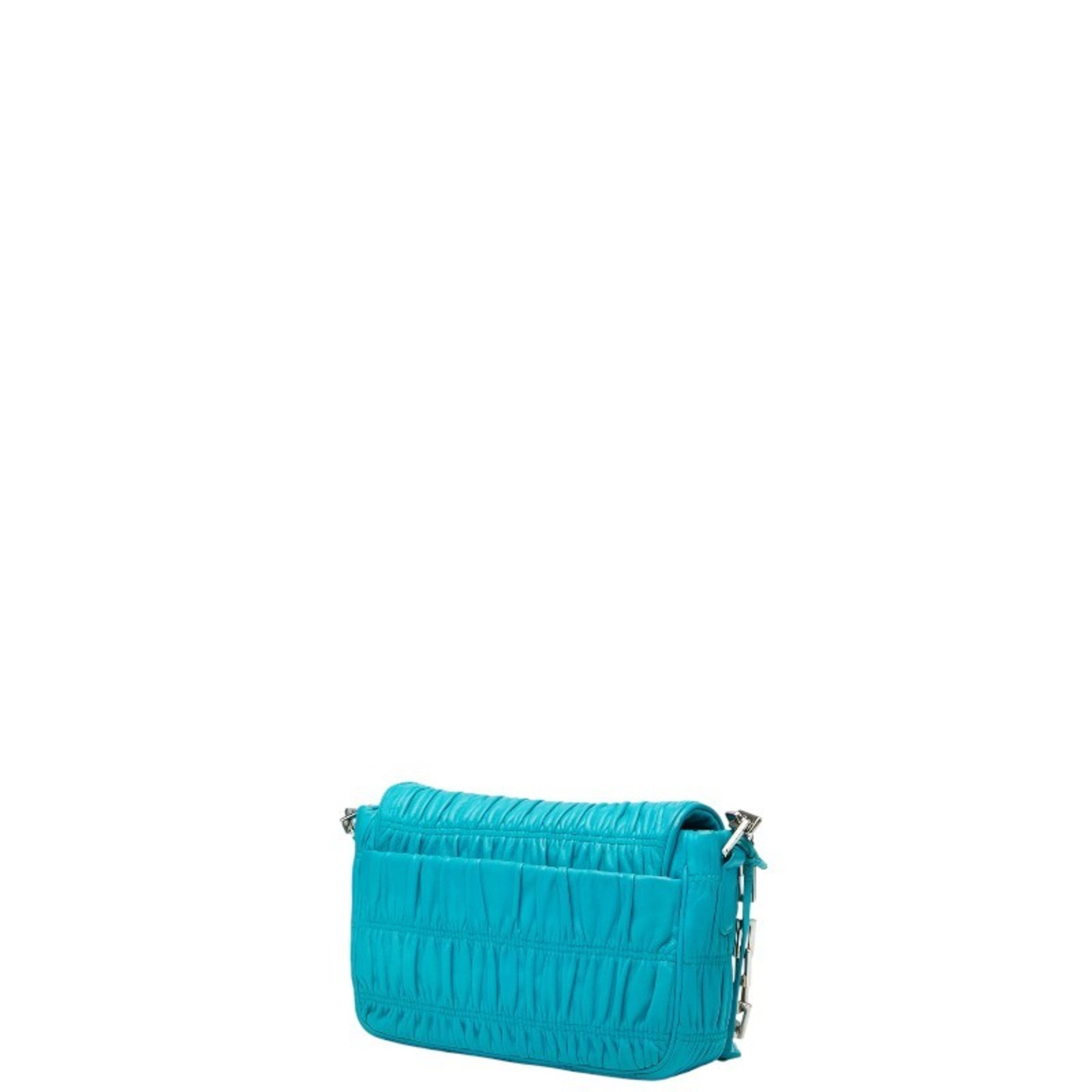 Prada Blue Leather Shoulder Bag