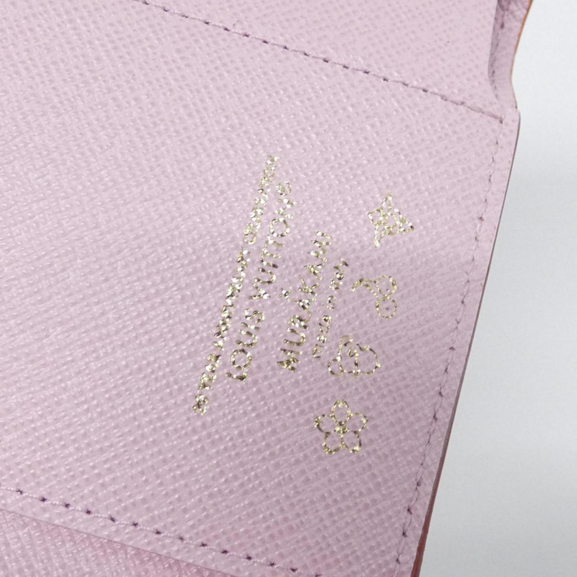 Louis Vuitton Blossom Marron Monogram Cherry Pink Coated Canvas Wallet (Tri-Fold)