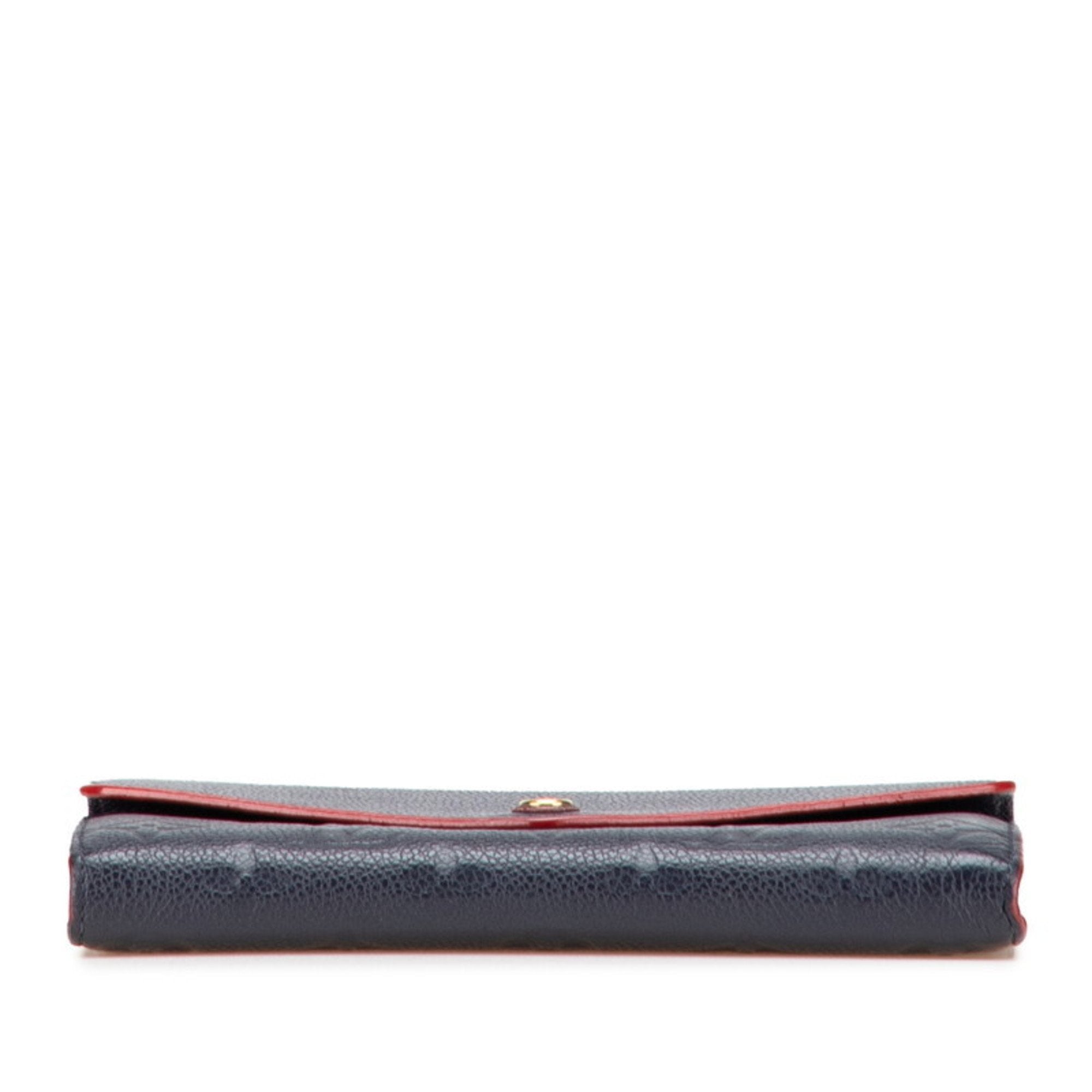 Louis Vuitton Monogram Empreinte Marine Rouge Navy Leather Long Wallet