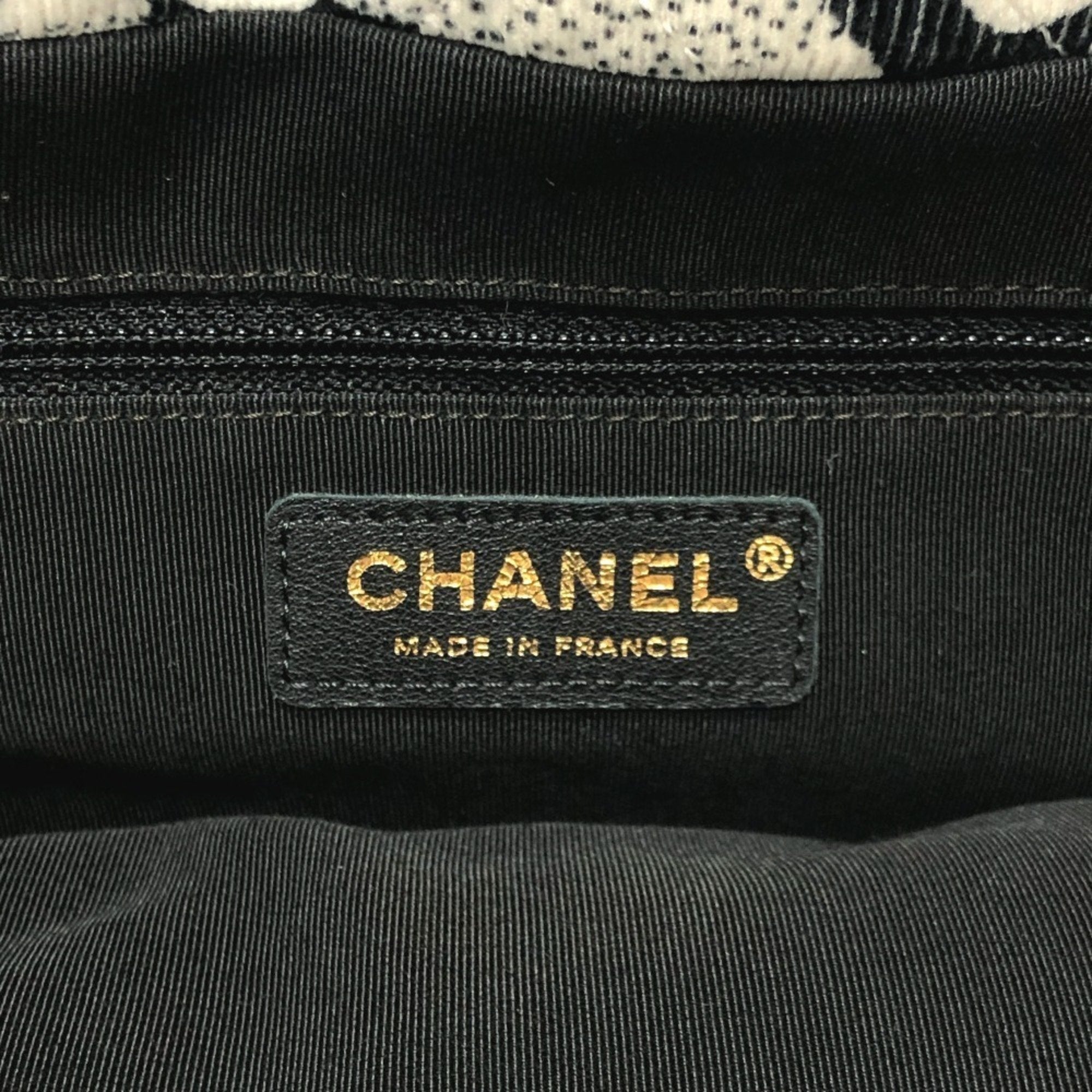 Chanel Black White Canvas Handbag Tote Bag