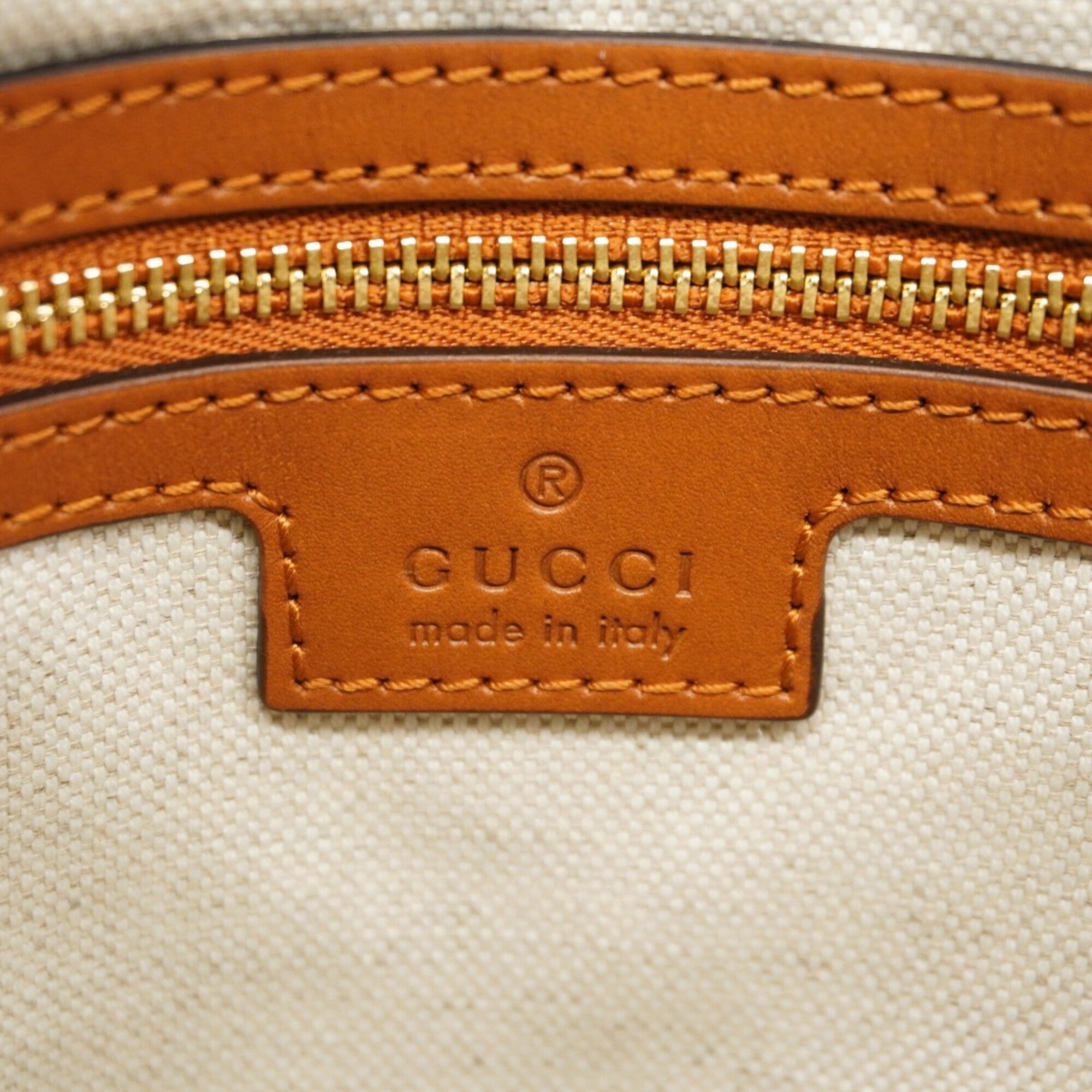 Gucci Brown Green Canvas Tote Bag (Pre-Owned)