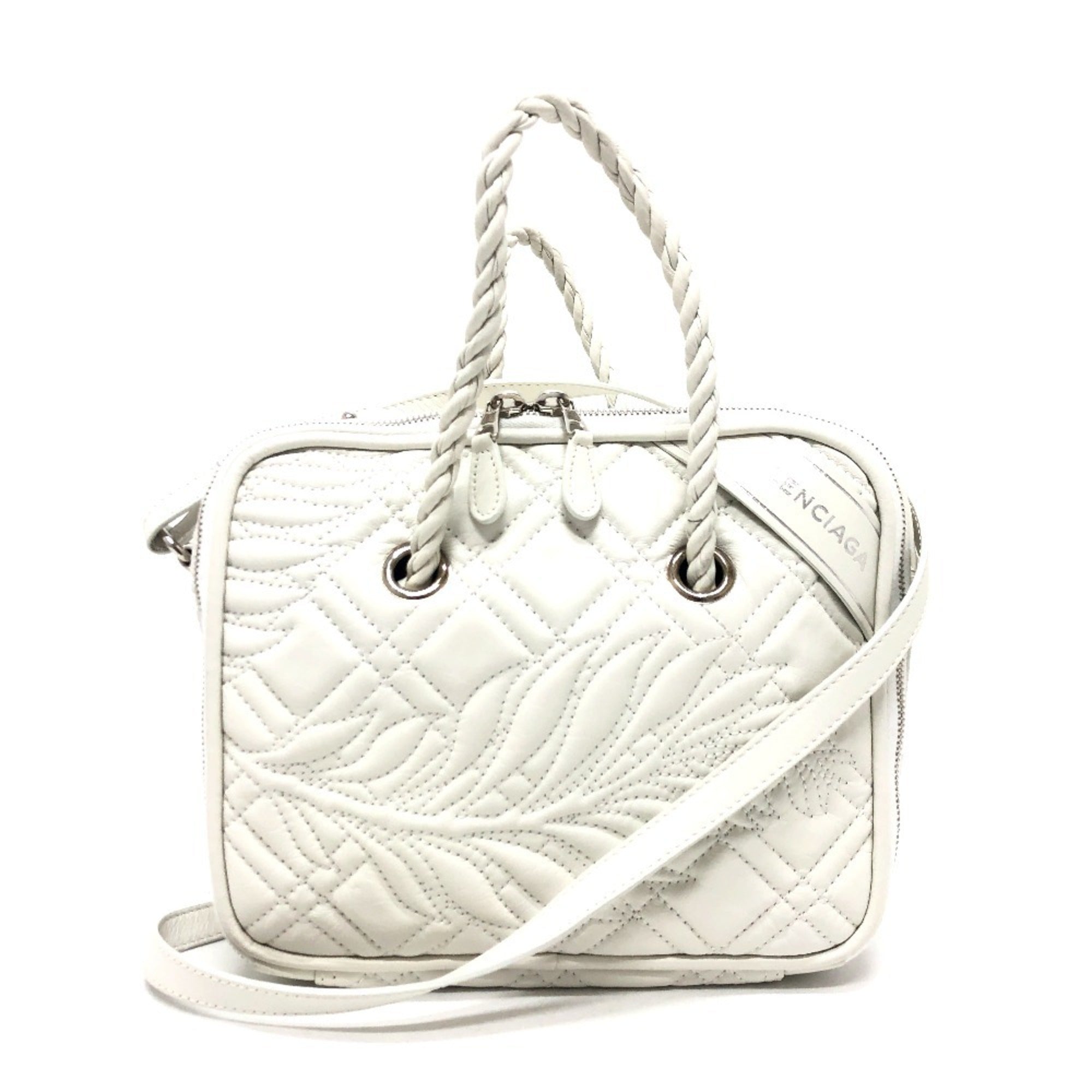 Balenciaga White Leather Hand